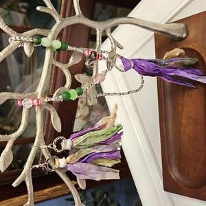 Boho Colorful Beaded Silk Necklace and Earring Set
